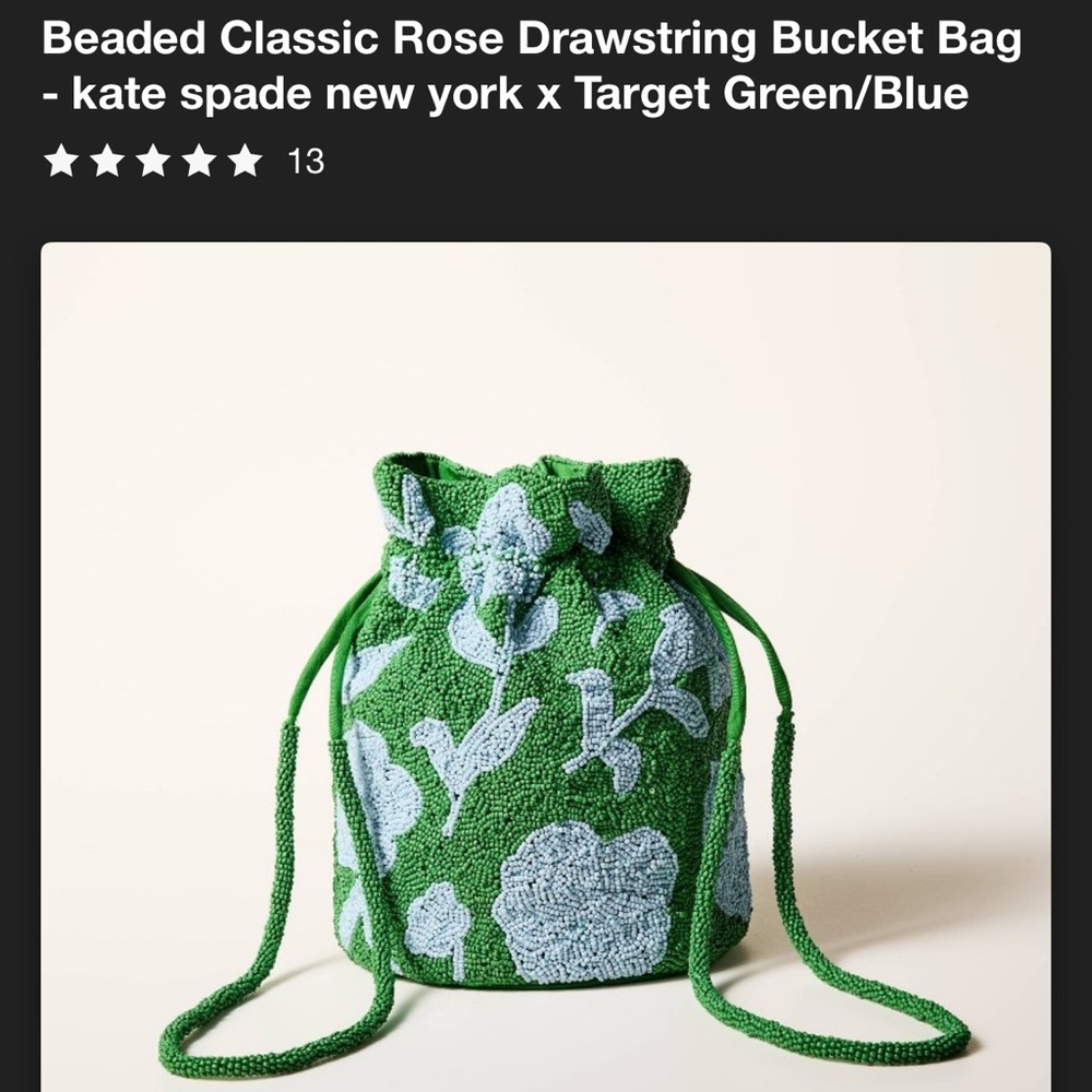 Green Floral Drawstring Bag
